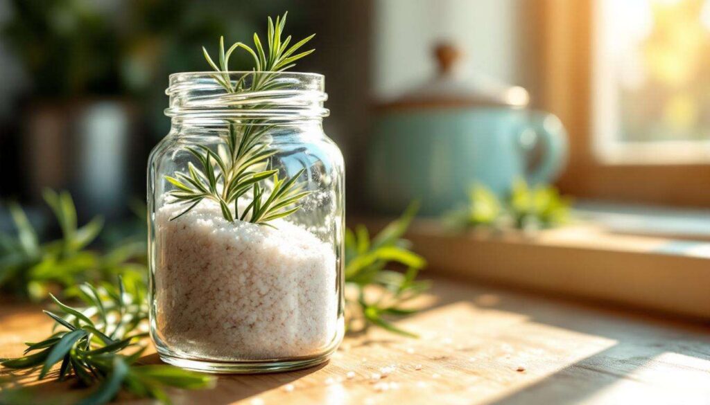 Rozmaryn i gruboziarnista sól w słoiku: naturalny odświeżacz powietrza, który utrzymuje zapach przez tygodnie