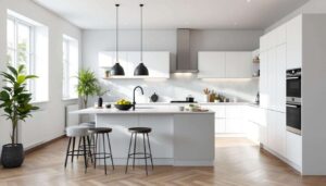 Kuchnia 12 m² z wyspą i jadalnią, architekci pokazują jak to możliwe bez aneksu