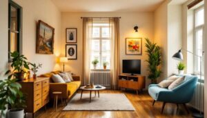 Meble vintage w kamienicy nadają duszy 43-metrowym mieszkaniom, właściciele wybierają lata 60