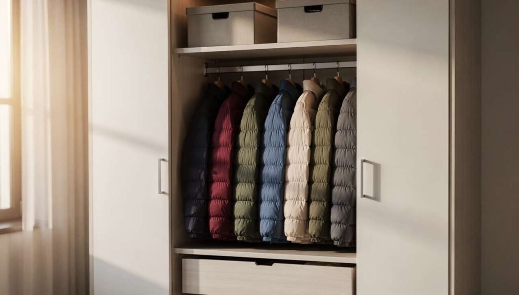 Grube kurtki składane metodą na książki zajmują o połowę mniej miejsca w szafie